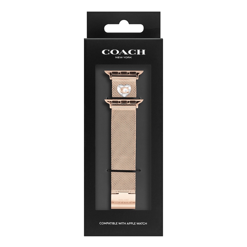 Ladies' Coach Apple Straps Rose-Tone Mesh Interchangeable Replacement Band Smart Watch Attachment (Model: 14700240)