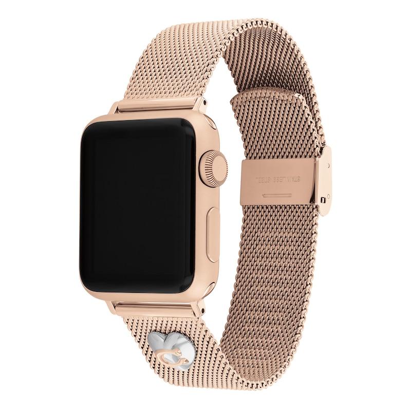 Ladies' Coach Apple Straps Rose-Tone Mesh Interchangeable Replacement Band Smart Watch Attachment (Model: 14700240)