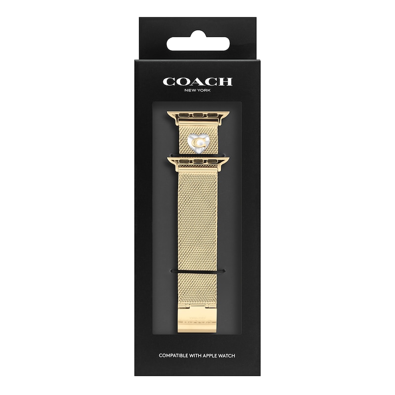 Ladies' Coach Apple Straps Gold-Tone Mesh Interchangeable Replacement Band Smart Watch Attachment (Model: 14700255)