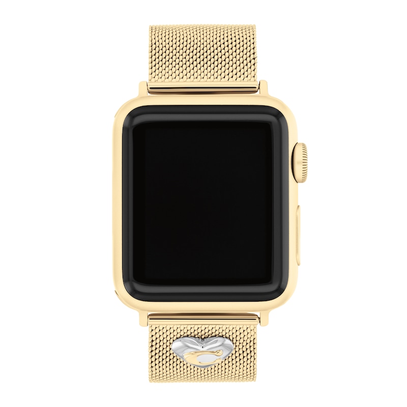 Ladies' Coach Apple Straps Gold-Tone Mesh Interchangeable Replacement Band Smart Watch Attachment (Model: 14700255)