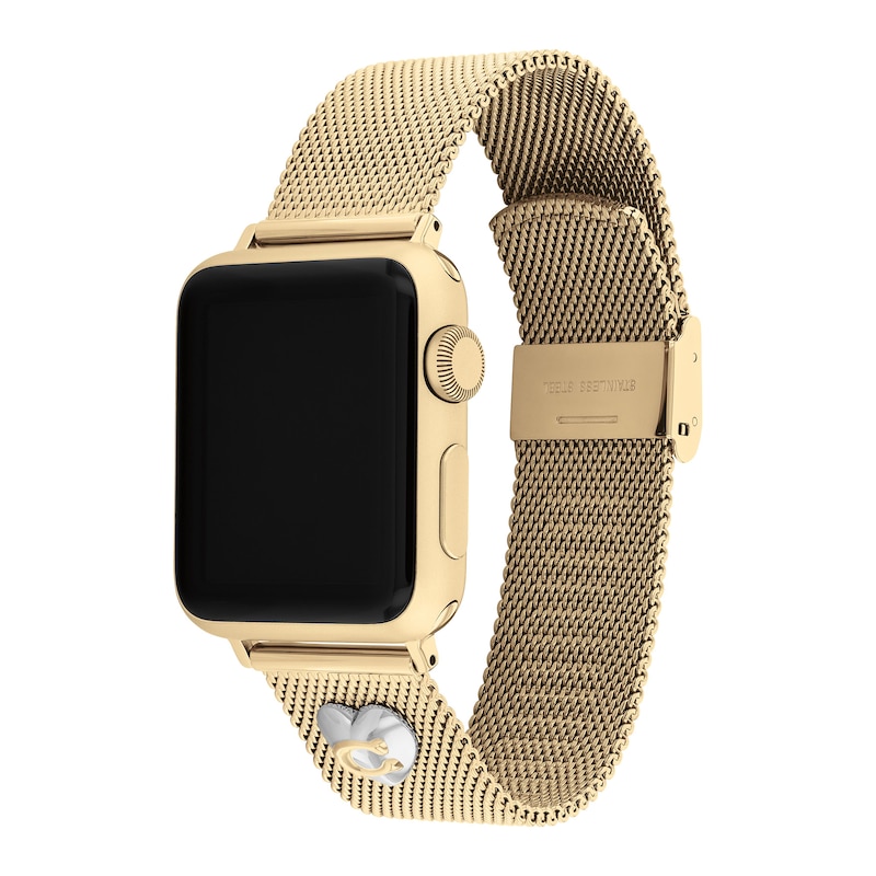 Ladies' Coach Apple Straps Gold-Tone Mesh Interchangeable Replacement Band Smart Watch Attachment (Model: 14700255)