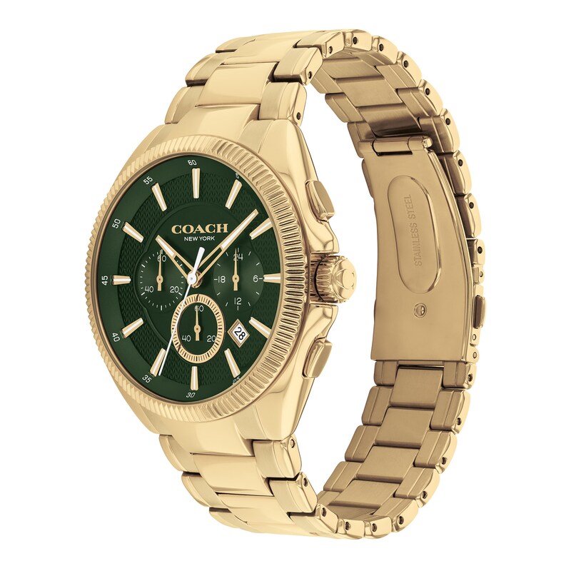 Main Image 2 of Men's Coach Jackson Gold-Tone IP Chronograph Watch with Green Dial (Model: 14602680)