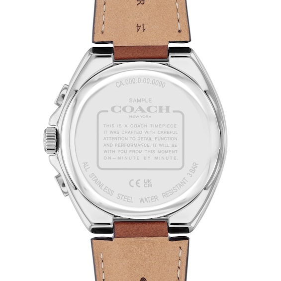 Men's Coach Jackson Chronograph Brown Leather Strap Watch with Blue Dial (Model: 14602683)
