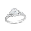 Thumbnail Image 1 of 2 CT. T.W. Certified Oval Lab-Grown Diamond Leaf-Sides Engagement Ring in 14K White Gold (F/VS2)
