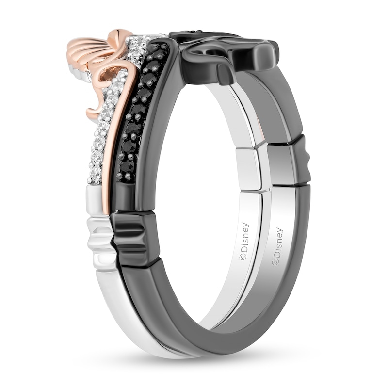 Main Image 2 of Enchanted Disney 1/5 CT. T.W. Diamond Tiara and Trident Two Piece Ring Set in Sterling Silver and 10K Rose Gold
