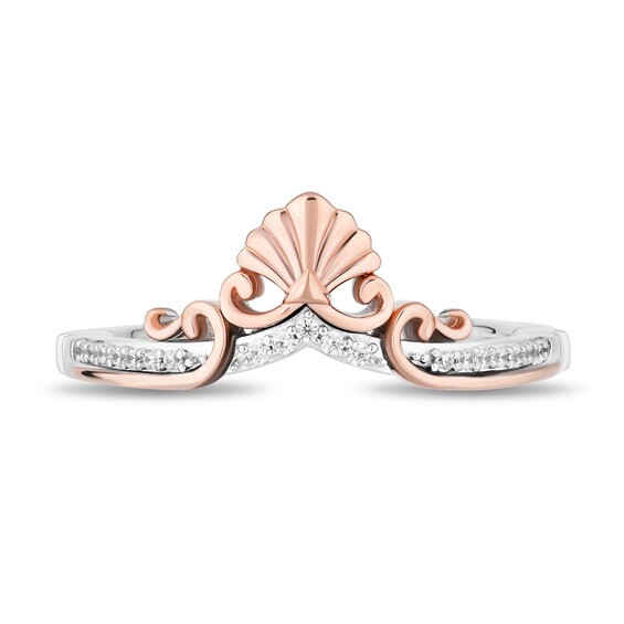 Enchanted Disney 1/5 CT. T.w. Diamond Tiara and Trident Two Piece Ring Set in Sterling Silver and 10K Rose Gold
