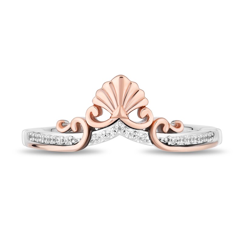 Main Image 4 of Enchanted Disney 1/5 CT. T.W. Diamond Tiara and Trident Two Piece Ring Set in Sterling Silver and 10K Rose Gold