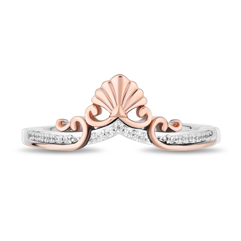 Enchanted Disney 1/5 CT. T.W. Diamond Tiara and Trident Two Piece Ring Set in Sterling Silver and 10K Rose Gold