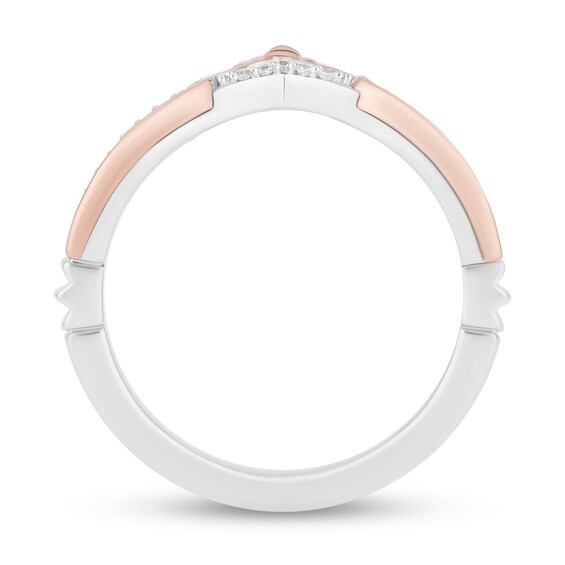 Enchanted Disney 1/5 CT. T.w. Diamond Tiara and Trident Two Piece Ring Set in Sterling Silver and 10K Rose Gold