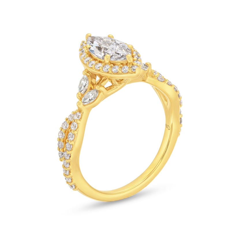 Main Image 3 of 1-1/2 CT. T.W. Marquise Diamond Frame Twist Shank Engagement Ring in 14K Gold