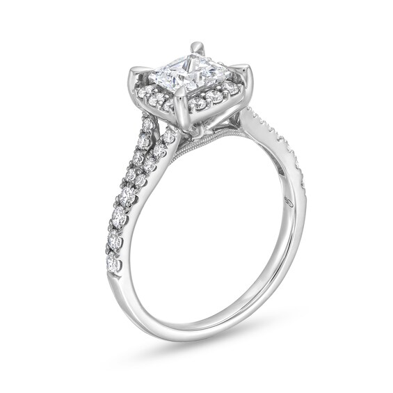 1-1/2 CT. T.w. Princess-Cut Diamond Frame Split Shank Engagement Ring in 14K White Gold