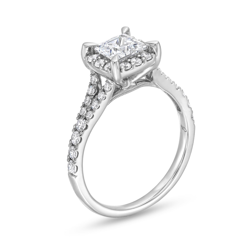 Main Image 3 of 1-1/2 CT. T.W. Princess-Cut Diamond Frame Split Shank Engagement Ring in 14K White Gold