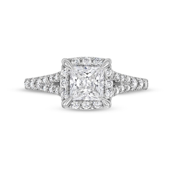 1-1/2 CT. T.w. Princess-Cut Diamond Frame Split Shank Engagement Ring in 14K White Gold