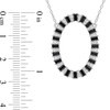 Thumbnail Image 2 of Black Spinel and White Lab-Created Sapphire Open Oval Frame Necklace in Sterling Silver