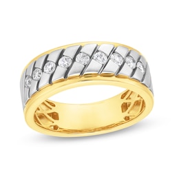 1/2 CT. T.W. Diamond Woven Band in 10K Two-Toned Gold