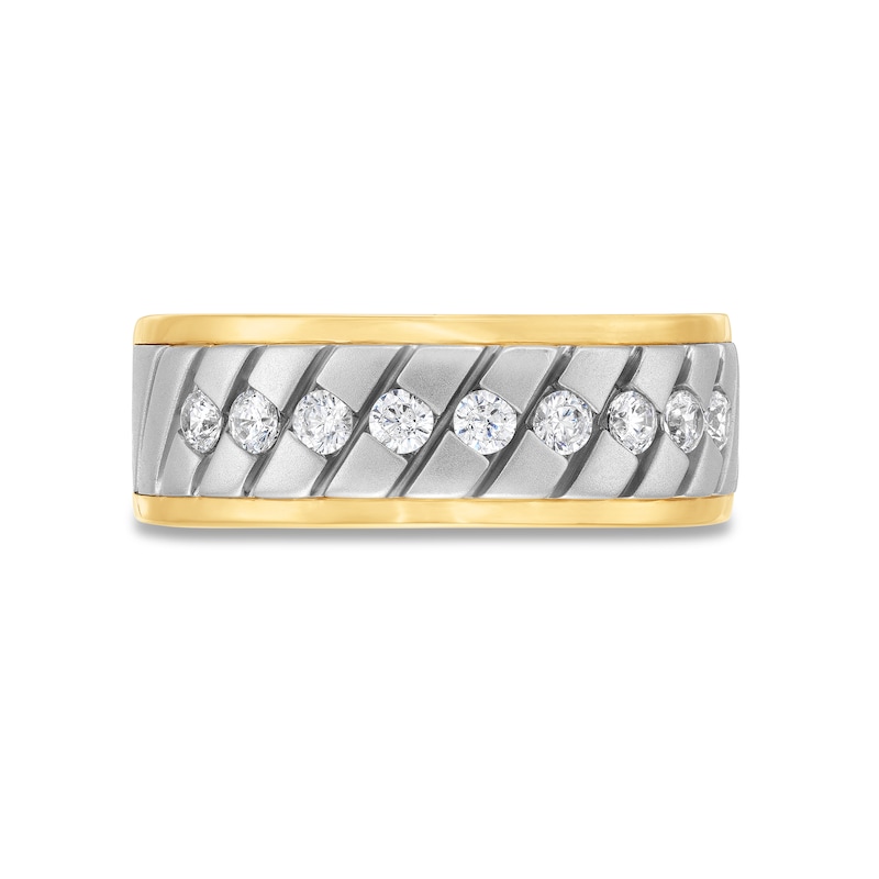 Men's 1/2 CT. T.W. Diamond Woven Band in 10K Two-Toned Gold