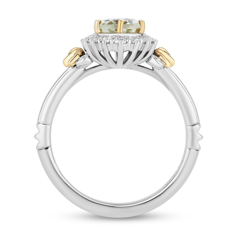 Main Image 3 of Enchanted Disney Tiana Oval Green Quartz and 1/5 CT. T.W. Diamond Frame Ring in Sterling Silver and 10K Gold