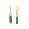 Thumbnail Image 1 of Elongated Jade and 1/10 CT. T.W. Diamond Teardrop Earrings in 10K Gold