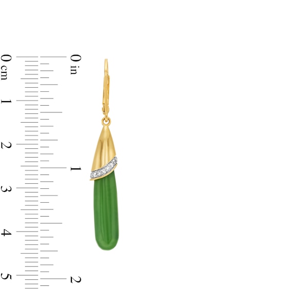 Elongated Jade and 1/10 CT. T.w. Diamond Teardrop Earrings in 10K Gold