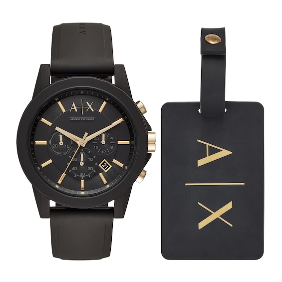 Menâs Armani Exchange Black Watch Gift Set (Model: Ax7105)