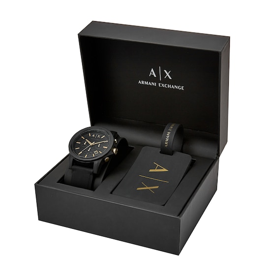 Men’s Armani Exchange Black Watch Gift Set (Model: Ax7105)