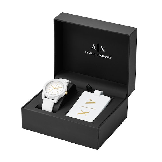 Womenâs Armani Exchange White Watch Gift Set (Model: Ax7126)