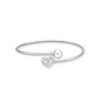 Thumbnail Image 1 of 7.0-7.5mm Freshwater Cultured Pearl and Diamond Accent Heart Bypass Bangle in Sterling Silver-7.5"