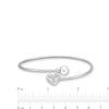 Thumbnail Image 2 of 7.0-7.5mm Cultured Freshwater Pearl and Diamond Accent Heart Bypass Bangle in Sterling Silver - 7.5"