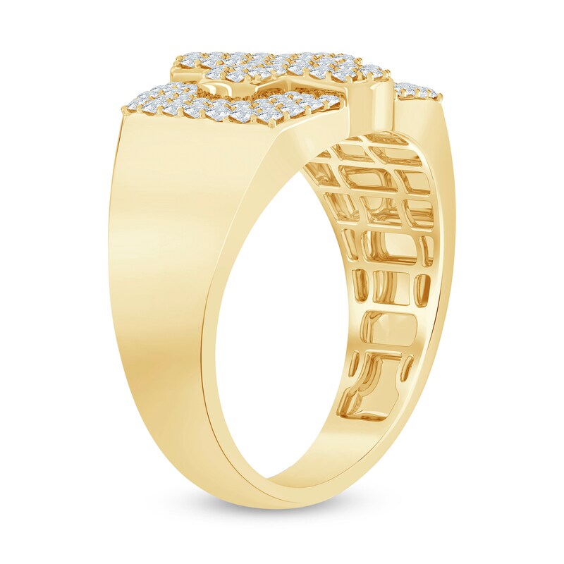 Main Image 2 of Men's 7/8 CT. T.W. Diamond Raised Cross Ring in 10K Gold