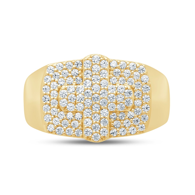 Main Image 3 of Men's 7/8 CT. T.W. Diamond Raised Cross Ring in 10K Gold