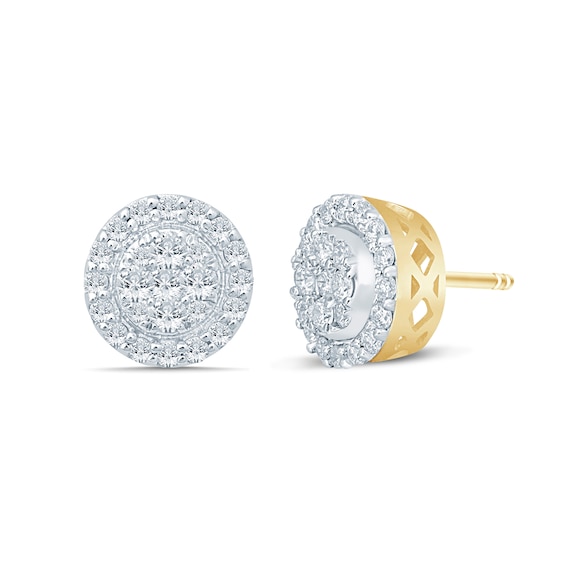 3/4 CT. T.w. Diamond Composite Framed Stud Earrings in 10K Gold
