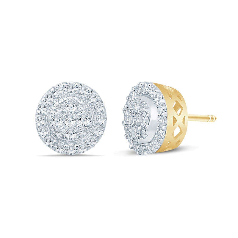 Main Image 1 of 3/4 CT. T.W. Diamond Composite Framed Stud Earrings in 10K Gold