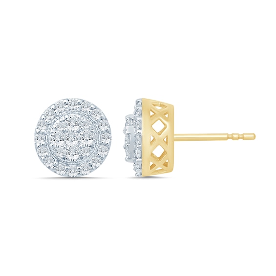 3/4 CT. T.w. Diamond Composite Framed Stud Earrings in 10K Gold