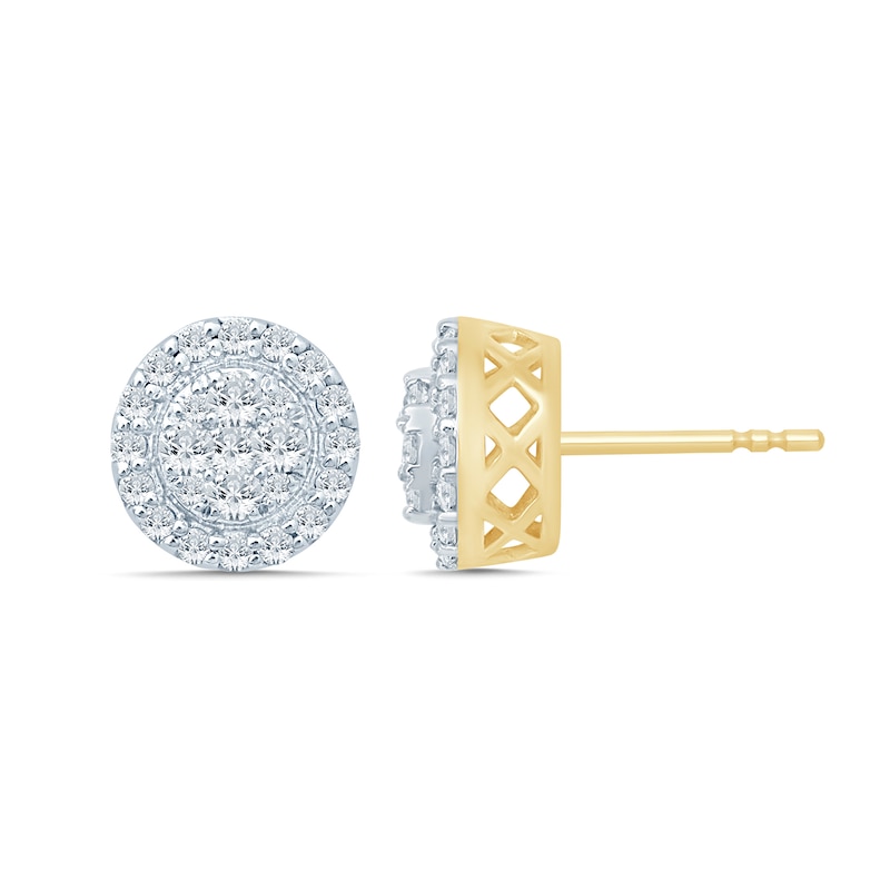 Main Image 2 of 3/4 CT. T.W. Diamond Composite Framed Stud Earrings in 10K Gold