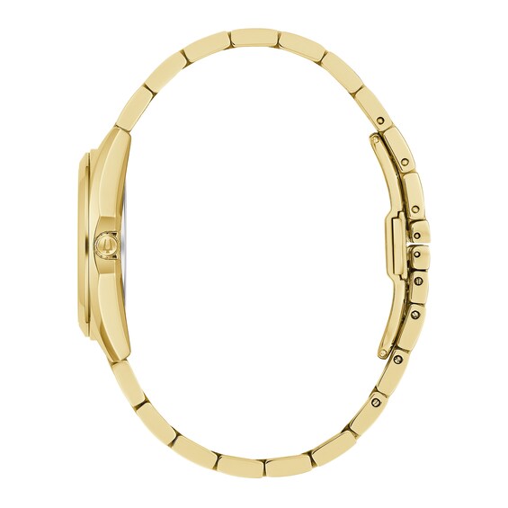 Ladies' Bulova Surveyor Mother-of-Pearl and Diamond Accent Dial Watch in Gold-Tone Stainless Steel (Model 97P172)