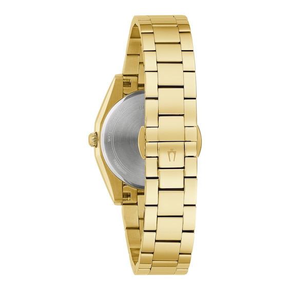 Ladies' Bulova Surveyor Mother-of-Pearl and Diamond Accent Dial Watch in Gold-Tone Stainless Steel (Model 97P172)