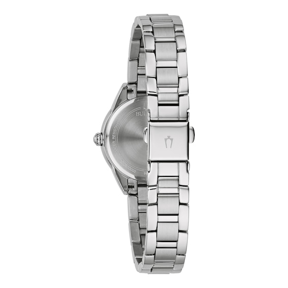 Ladies' Bulova Sutton Pink Dial and Diamond Accent Watch in Stainless Steel (Model 96P249)