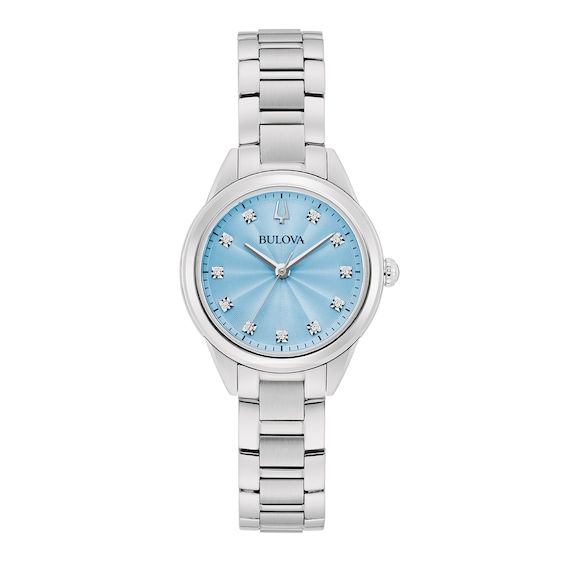 Ladies' Bulova Sutton Blue Dial and Diamond Accent Watch in Stainless Steel (Model 96P250)