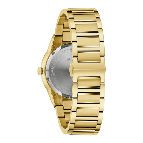 Men's Bulova Millennia Modern Black Dial Watch in Gold-Tone Stainless Steel (Model 97A183)