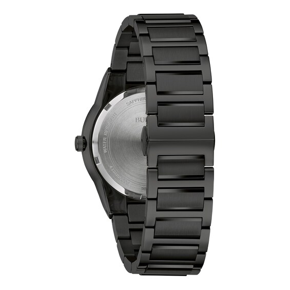Men's Bulova Millennia Modern Black Dial Watch in Black Ion-Plated Stainless Steel (Model 98A313)