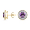 Thumbnail Image 1 of 6.0mm Amethyst and 3/8 CT. T.W. Lab-Grown Diamond Frame Vintage-Style Stud Earrings in 14K Gold
