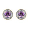 Thumbnail Image 2 of 6.0mm Amethyst and 3/8 CT. T.W. Lab-Grown Diamond Frame Vintage-Style Stud Earrings in 14K Gold
