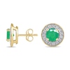 Thumbnail Image 1 of 6.0mm Emerald and 3/8 CT. T.W. Lab-Grown Diamond Frame Vintage-Style Stud Earrings in 14K Gold