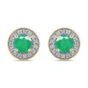Thumbnail Image 2 of 6.0mm Emerald and 3/8 CT. T.W. Lab-Grown Diamond Frame Vintage-Style Stud Earrings in 14K Gold