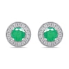 Thumbnail Image 2 of 6.0mm Emerald and 3/8 CT. T.W. Lab-Grown Diamond Frame Vintage-Style Stud Earrings in 14K White Gold
