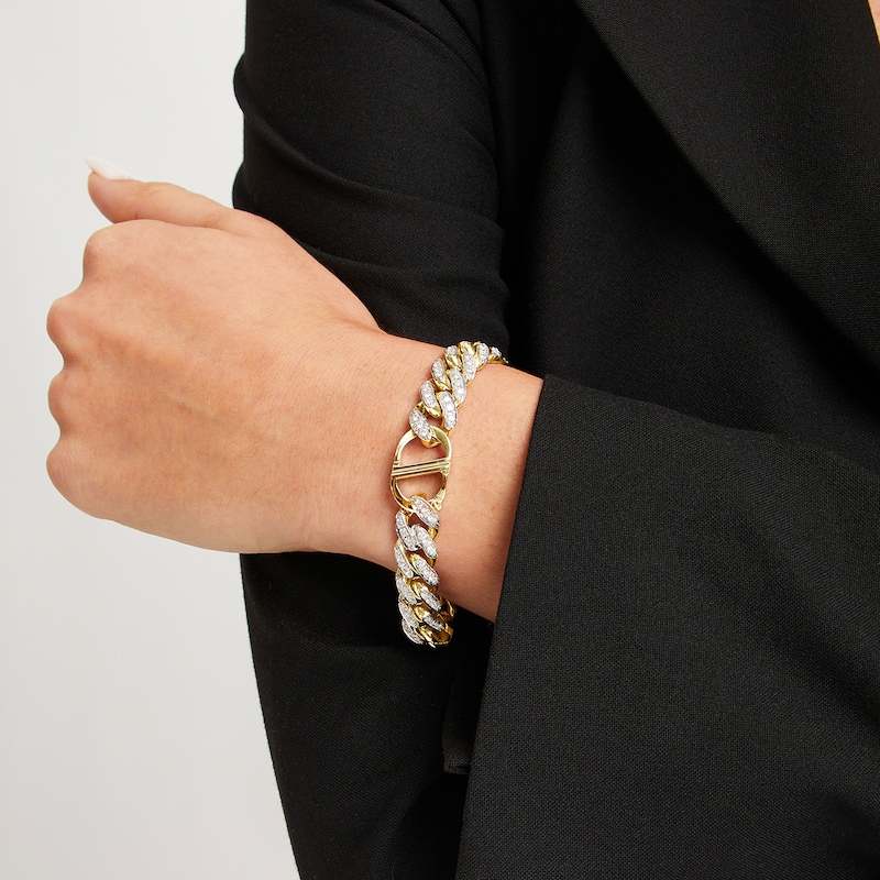 Main Image 2 of Zales x Alessi Domenico 4-5/8 CT. T.W. Diamond Miami Cuban Chain Bracelet in 18K Gold - 8.5"