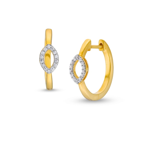 1/10 CT. T.w. Diamond Marquise Outline Hoop Earrings in 10K Gold