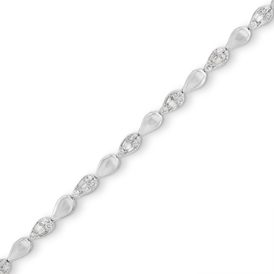 1/2 CT. T.w. Pear-Shaped Multi-Diamond Alternating Line Bracelet in Sterling Silver - 7.25"
