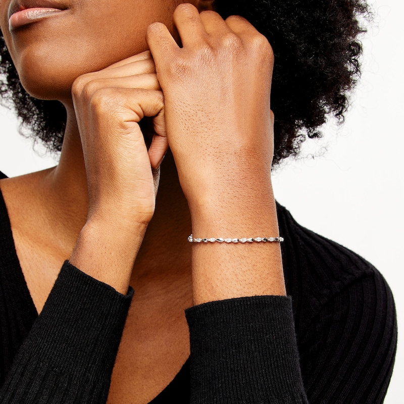 Main Image 2 of 1/2 CT. T.W. Pear-Shaped Multi-Diamond Alternating Line Bracelet in Sterling Silver - 7.25"