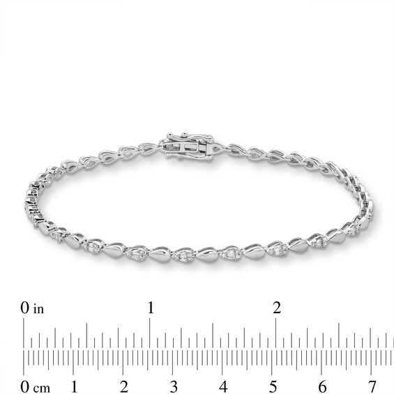 1/2 CT. T.w. Pear-Shaped Multi-Diamond Alternating Line Bracelet in Sterling Silver - 7.25"